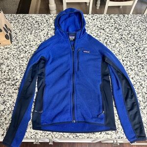 Patagonia Blue Hooded Fleece Jacket Full Zip Lightweight Size S